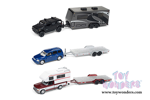 Round 2 Johnny Lightning - Truck and Trailer 2018 Release 3 Set A (1/64 scale diecast model car, Asstd.) JLBT008/36A