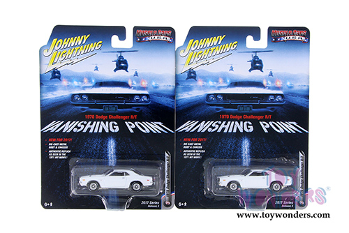 Round 2 Johnny Lightning - Muscle Cars U.S.A. | Vanishing Point Dodge Challenger R/T Hard Top (1970, 1/64 scale diecast model car, Gloss White) JLCP6001/24