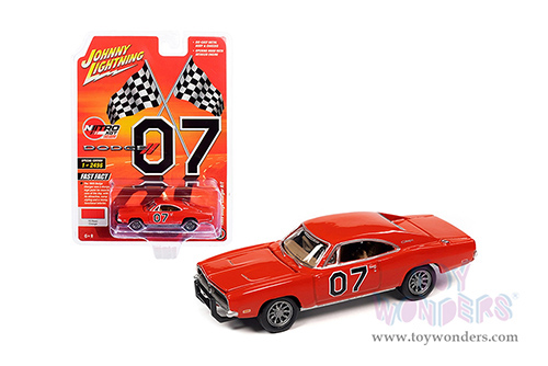 OK Toys Exclusive - Round 2 Johnny Lightning | Dodge Charger R/T #07 NITRO XGT (1969, 1/64 scale diecast model car, V2 Hemi Orange) JLCP7380/OR