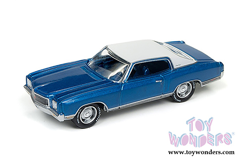 Round 2 Johnny Lightning - Muscle Cars U.S.A. | Chevy&reg; Monte Carlo SS (1971, 1/64 scale diecast model car, Mulsanne Blue Poly/White) JLMC009/24B