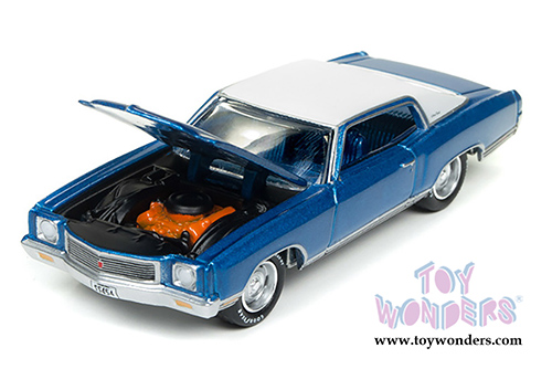 Round 2 Johnny Lightning - Muscle Cars U.S.A. | Chevy&reg; Monte Carlo SS (1971, 1/64 scale diecast model car, Mulsanne Blue Poly/White) JLMC009/24B