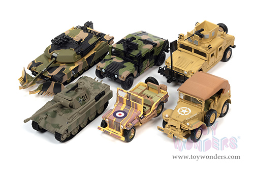 Round 2 Johnny Lightning - Military 2021 Release 1 Set A - Wheeled Warriors (1/64, 1/100 scale diecast model car, Asstd.) JLML006/48A