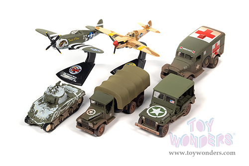 Round 2 Johnny Lightning - Military 2022 Release 2 Set B "WWII Warriors: Pacific Theater" (1/64 scale diecast model car, Asstd.) JLML008/48B