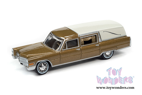 Round 2 Johnny Lightning - Cadillac&reg; Hearse (1966, 1/64 scale diecast model car, Gold/White) JLSP090/24