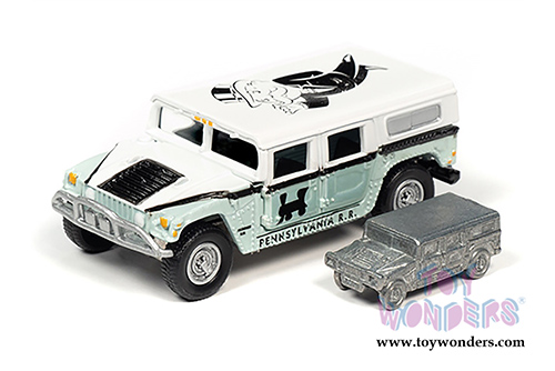 Round 2 Johnny Lightning - Pop Culture Series | Hummer H1 with Token Monopoly 85th Anniversary (2004, 1/64 scale diecast model car, Turquoise/White) JLSP094/24