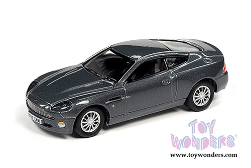 Round 2 Johnny Lightning - Pop Culture Series | Aston Martin Vanquish V12 (2002, 1/64 scale diecast model car, Gray Metallic) JLSP096/24