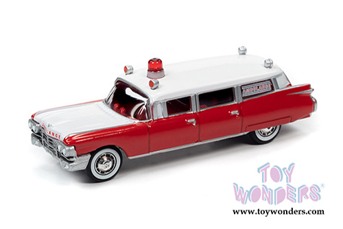 Round 2 Johnny Lightning - Cadillac&reg; Ambulance (1959, 1/64 scale diecast model car, Red/White) JLSP098/24
