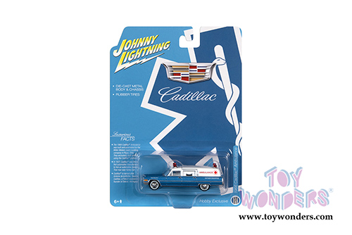 Round 2 Johnny Lightning - Cadillac&reg; Ambulance (1959, 1/64 scale diecast model car, Blue/White) JLSP099/24