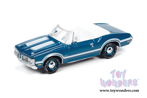 Round 2 Johnny Lightning - Classic Gold Collection | Oldsmobile&reg; Cutlass 442 Convertible (1970, 1/64 scale diecast model car, Aegean Aqua/White) JLSP102/24A