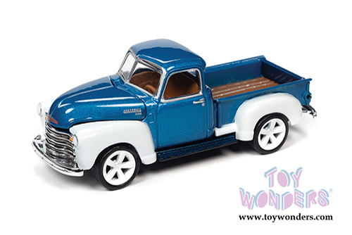 Round 2 Johnny Lightning - Classic Gold Collection | Chevrolet&reg; 3100 Pickup Truck (1965, 1/64 scale diecast model car, Custom Metallic Blue/White) JLSP106/24B