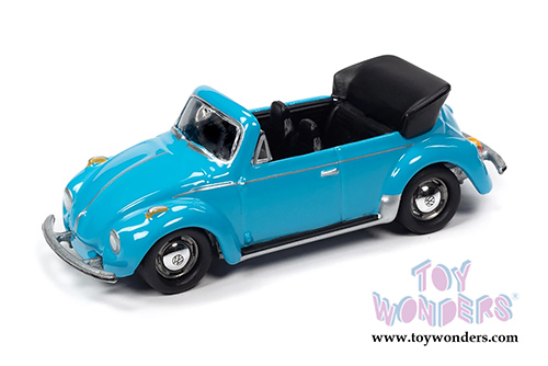 Round 2 Johnny Lightning - Collector Tin | Volkswagen Super Beetle Convertible Top Down (1959, 1/64 scale diecast model car, Miami Blue) JLSP107/24A