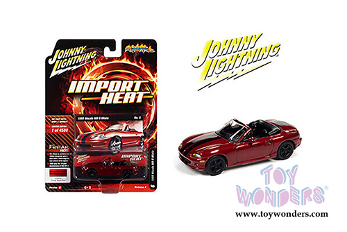 Round 2 Johnny Lightning - Street Freaks 2020 Release 4 Set B | Import Heat Mazda MX-5 Miata Convertible (1/64 scale diecast model car, Candy Apple Red) JLSP111/24B