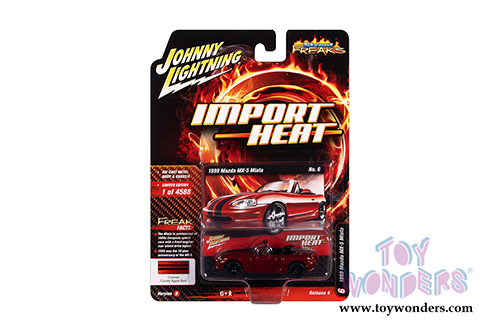 Round 2 Johnny Lightning - Street Freaks 2020 Release 4 Set B | Import Heat Mazda MX-5 Miata Convertible (1/64 scale diecast model car, Candy Apple Red) JLSP111/24B