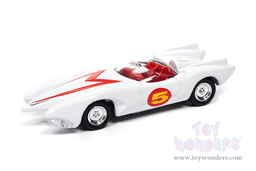 Round 2 Johnny Lightning - Silver Screen Machines Speed Racer Mach 5 with Collectible Tin Display (1968, 1/64 scale diecast model car, White) JLSP120/24