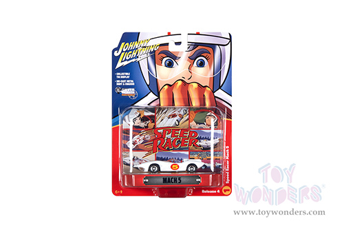 Round 2 Johnny Lightning - Silver Screen Machines Speed Racer Mach 5 with Collectible Tin Display (1968, 1/64 scale diecast model car, White) JLSP120/24