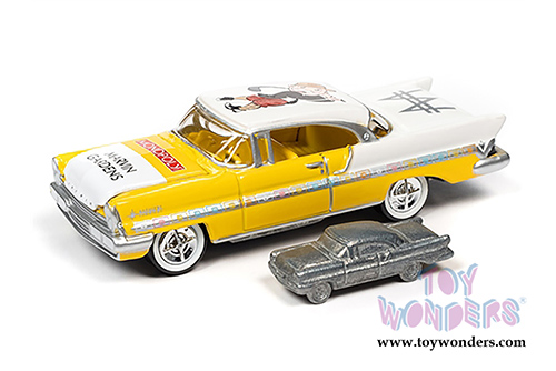 Round 2 Johnny Lightning - Pop Culture Series | Lincoln Premiere with Token Monopoly 85th Anniversary (1957, 1/64 scale diecast model car, Saturn Gold) JLSP124/24
