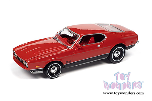 Round 2 Johnny Lightning - Pop Culture Series | James Bond Ford Mustang Mach - Diamonds Are Forever (1971, 1/64 scale diecast model car, Bright Red) JLSP126/24