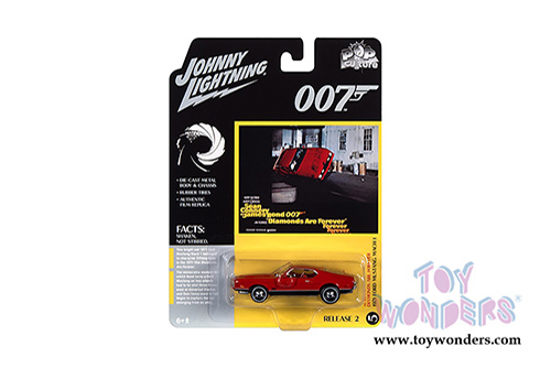 Round 2 Johnny Lightning - Pop Culture Series | James Bond Ford Mustang Mach - Diamonds Are Forever (1971, 1/64 scale diecast model car, Bright Red) JLSP126/24
