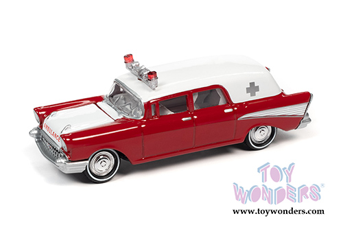 Round 2 Johnny Lightning - Chevrolet&reg; Ambulance (1957, 1/64 scale diecast model car, Kosmos Red/White) JLSP130/24