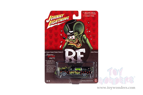 Round 2 Johnny Lightning - Cadillac&reg; Hearse Rat Fink (1966, 1/64 scale diecast model car, Black) JLSP142/24
