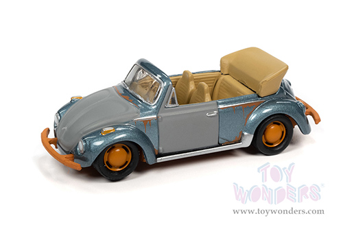 Round 2 Johnny Lightning - Volkswagen Super Beetle Convertible (Project in Progress) (1975, 1/64 scale diecast model car, Marathon Blue Metallic & Primer Gray) JLSP145/24B