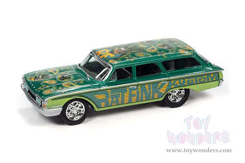 Round 2 Johnny Lightning - Collector Tin | Ford Country Squire (Rat Fink) (1960, 1/64 scale diecast model car, Kustom Green/Teal) JLSP146/24B