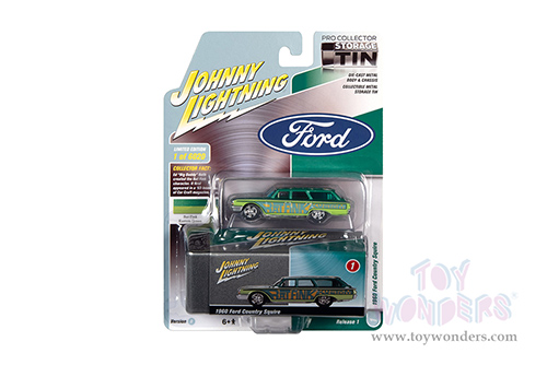 Round 2 Johnny Lightning - Collector Tin | Ford Country Squire (Rat Fink) (1960, 1/64 scale diecast model car, Kustom Green/Teal) JLSP146/24B