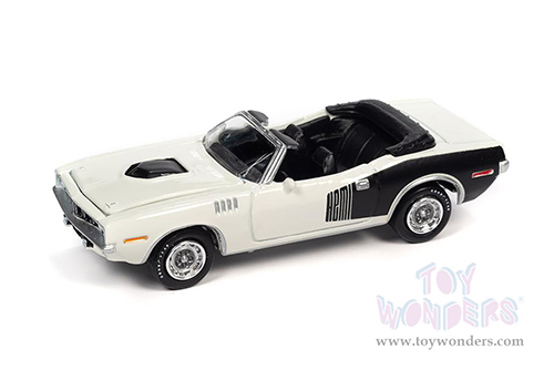 Round 2 Johnny Lightning - Muscle Cars U.S.A. | Plymouth Barracuda Convertible Class of 1971 (1971, 1/64 scale diecast model car, Snow White) JLSP153/24A