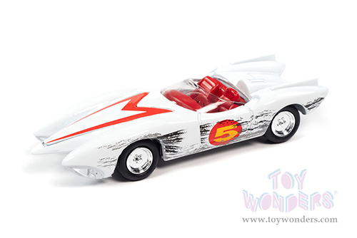 Round 2 Johnny Lightning - Pop Culture Series | Speed Racer Mach 5 (Race Worn) (1/64 scale diecast model car, White) JLSP159/24