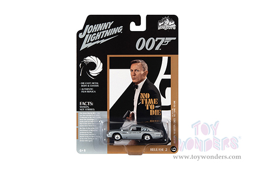 Round 2 Johnny Lightning - Pop Culture Series | Aston Martin DB5 (Damaged) James Bond 007 "No Time To Die" (1/64 scale diecast model car, Silver Birch) JLSP160/24