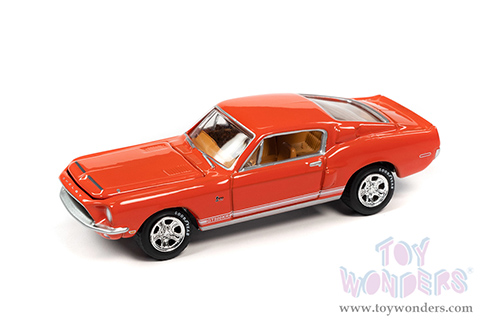 Round 2 Johnny Lightning - Muscle Cars U.S.A. | Shelby GT-500KR&reg; (1968, 1/64 scale diecast model car, Calypso Coral w/White Rocker Stripes) JLSP172/24A