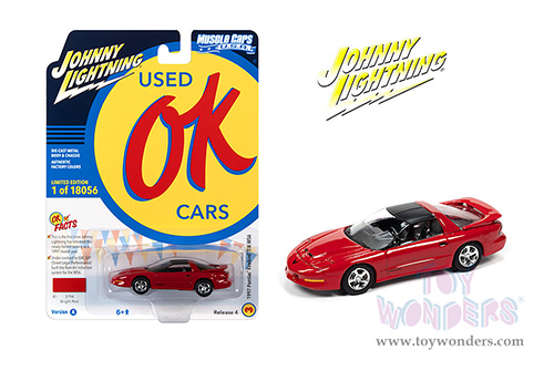 Round 2 Johnny Lightning - Muscle Cars U.S.A. 2021 Release 4 Set A | Pontiac&reg; Firebird&reg; Trans Am WS6 - OK Used Cars (1997, 1/64 scale diecast model car, Bright Red) JLSP194/24A