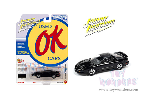 Round 2 Johnny Lightning - Muscle Cars U.S.A. 2021 Release 4 Set B | Pontiac&reg; Firebird&reg; Trans Am WS6 - OK Used Cars (1997, 1/64 scale diecast model car, Black) JLSP194/24B
