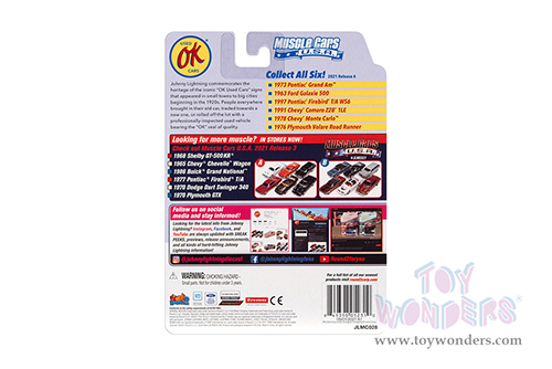 Round 2 Johnny Lightning - Muscle Cars U.S.A. 2021 Release 4 Set B | Chevrolet&reg; Camaro Z28&reg; 1LE - OK Used Cars (1991, 1/64 scale diecast model car, Bright Red) JLSP195/24B