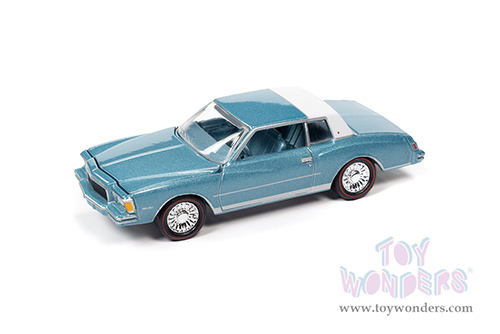 Round 2 Johnny Lightning - Muscle Cars U.S.A. 2021 Release 4 Set B | Chevrolet&reg; Monte Carlo&trade; - OK Used Cars (1978, 1/64 scale diecast model car, Light Blue/White) JLSP196/24B