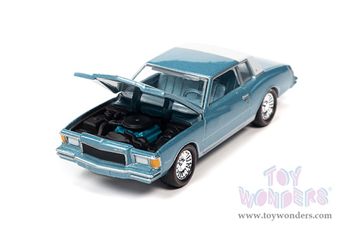Round 2 Johnny Lightning - Muscle Cars U.S.A. 2021 Release 4 Set B | Chevrolet&reg; Monte Carlo&trade; - OK Used Cars (1978, 1/64 scale diecast model car, Light Blue/White) JLSP196/24B
