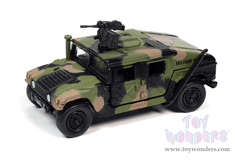 Round 2 Johnny Lightning - Military 2021 Release 1 Set A - M1025 HMMWV Armament Carrier HUMVEE 4-CT Armored Fastback United Nations Peacekeeping Mission - Policing Kosovo - Wheeled Warriors (1/64 scale diecast model car, Forest Camouflage) JLSP198/24A