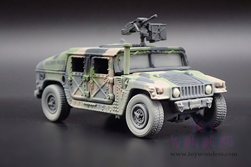 Round 2 Johnny Lightning - Military 2021 Release 1 Set B - M1025 HMMWV Armament Carrier HUMVEE 4-CT Armored Fastback United Nations Peacekeeping Mission - Policing Kosovo - Wheeled Warriors (1/64 scale diecast model car, Battle Worn Camo) JLSP198/24B