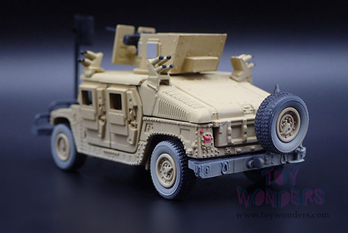 Round 2 Johnny Lightning - Military 2021 Release 1 Set A - HUMVEE 4-CT Armored Fastback M1114 HA (Heavy) Up-Armored HMMWV "The Iraq War 2003 to 2011 - U.S. Led Armed Conflict" - Wheeled Warriors (1/64 scale diecast model car, Tan) JLSP199/24B