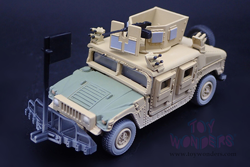 Round 2 Johnny Lightning - Military 2021 Release 1 Set A - HUMVEE 4-CT Armored Fastback M1114 HA (Heavy) Up-Armored HMMWV "The Iraq War 2003 to 2011 - U.S. Led Armed Conflict" - Wheeled Warriors (1/64 scale diecast model car, Tan) JLSP199/24B