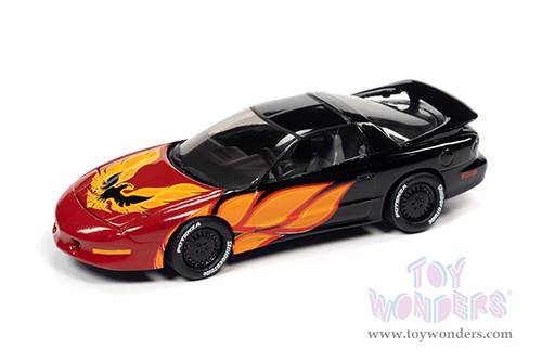 Round 2 Johnny Lightning - Street Freaks 2021 Release 4 Set A | Pontiac&reg; Firebird&reg; T/A - Black with Flames (1993, 1/64 scale diecast model car, Black w/Red Firebird Flames) JLSP210/24A