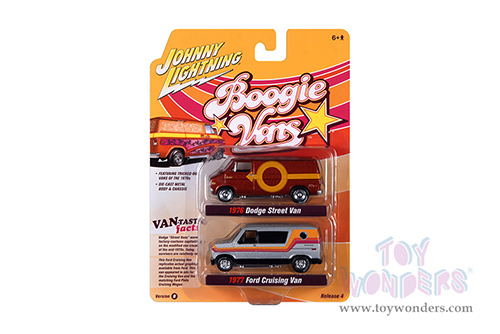 Round 2 Johnny Lightning - 2-Packs 2021 Release 4 Set B - Boogie Vans (1/64 scale diecast model car, Asstd.) JLSP219/24B