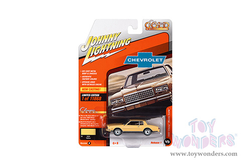 Round 2 Johnny Lightning - Classic Gold 2022 Release 1 Set B | Chevrolet&reg; Monte Carlo (1980, 1/64 scale diecast model car, Light Yellow) JLSP226/24B