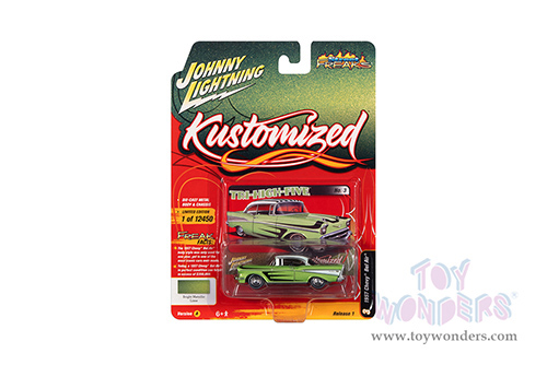 Round 2 Johnny Lightning - Street Freaks 2022 Release 1 Set A | Chevrolet® Bel Air® - Kustomized (1957, 1/64 scale diecast model car, Lime Metallic) JLSP230/24A