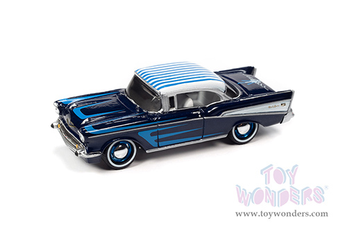 Round 2 Johnny Lightning - Street Freaks 2022 Release 1 Set B | Chevrolet&reg; Bel Air&reg; - Kustomized (1957, 1/64 scale diecast model car, Cobalt Blue) JLSP230/24B