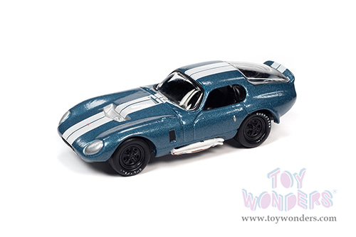 Round 2 Johnny Lightning - Street Freaks 2022 Release 1 Set B | Shelby Cobra Daytona - Barn Finds® (1964, 1/64 scale diecast model car, Viking Blue Metallic w/White Stripes) JLSP231/24B