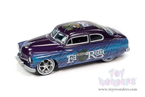 Round 2 Johnny Lightning - Pop Culture Series | Rat Fink Mercury Coupe Custom (1949, 1/64 scale diecast model car, Purple) JLSP238/24