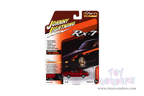 Round 2 Johnny Lightning - Classic Gold 2022 Release 2 Set B | Mazda RX-7 (1982, 1/64 scale diecast model car, Sunrise Red) JLSP244/24B