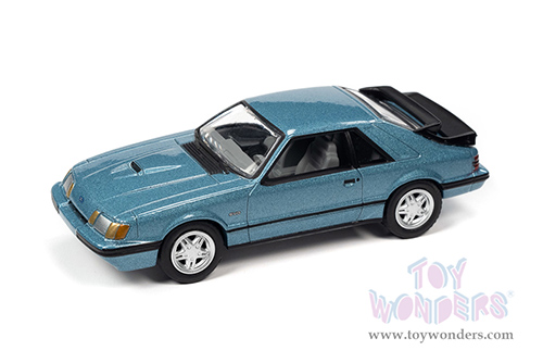 Round 2 Johnny Lightning - Classic Gold 2022 Release 2 Set A | Ford Mustang SVO (1986, 1/64 scale diecast model car, Light Regatta Blue Metallic) JLSP247/24A