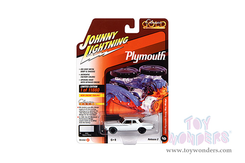 Round 2 Johnny Lightning - Classic Gold 2022 Release 2 Set B | Plymouth Savoy Max Wedge (1962, 1/64 scale diecast model car, Alpine White) JLSP248/24B